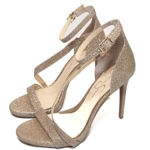 Jessica Simpson Gold Metallic Glitter Rayli Heels Size 10